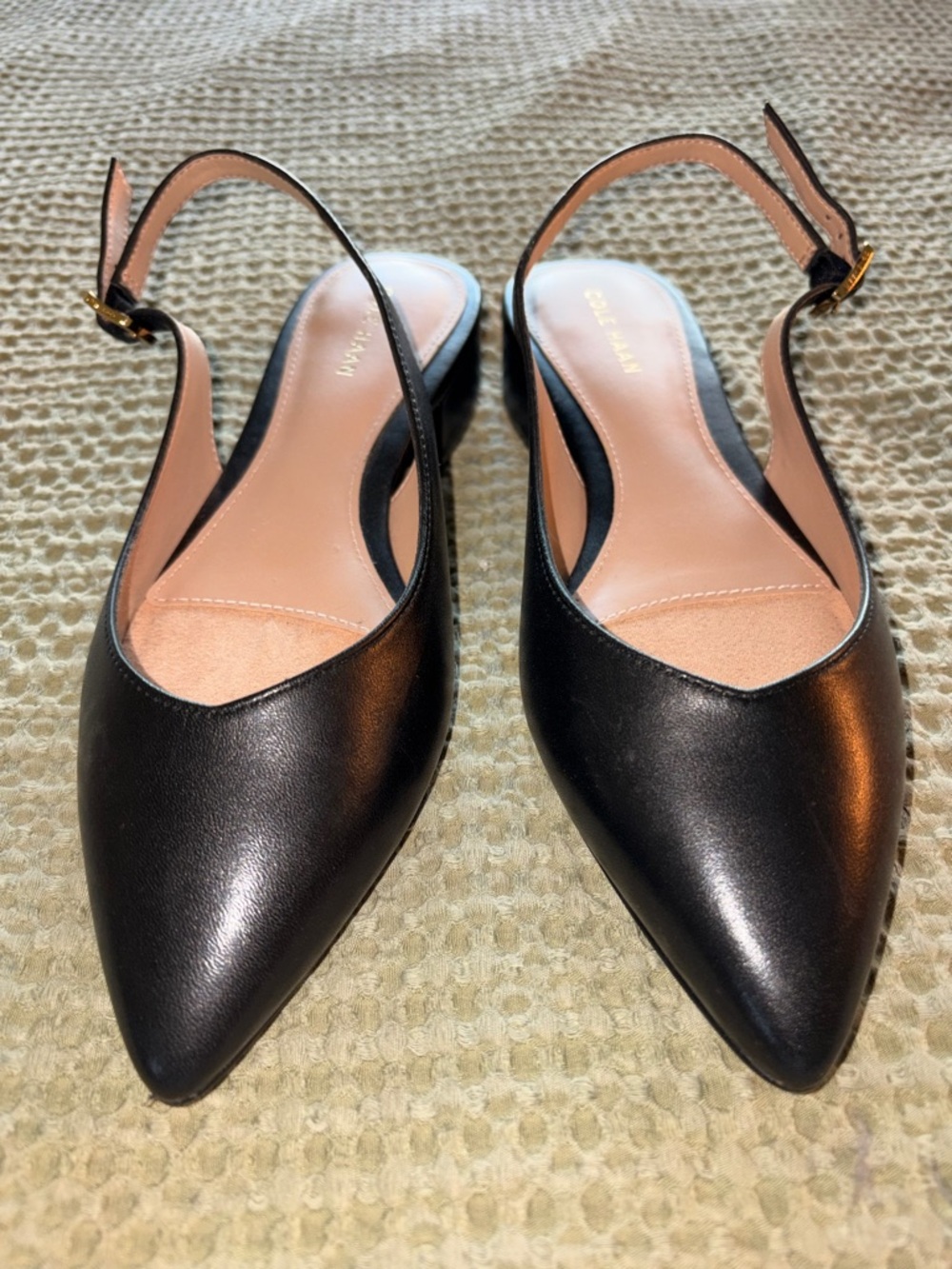 Cole Haan Black Pointed Slingback Flats - Women